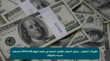 تغيرات الدولار.. سجل الدولار مقابل الجنيه في مصر اليوم 28-9-2025 بأسعار جديدة بالبنوك
